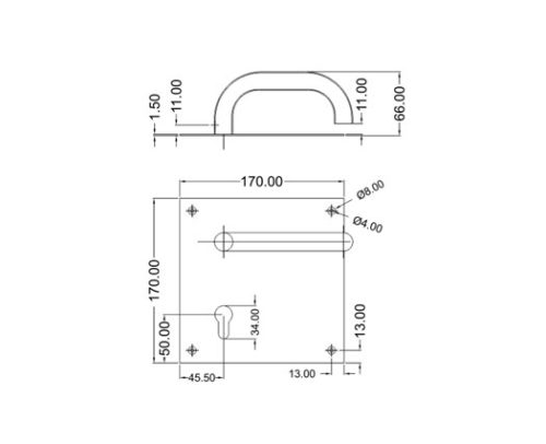 Mortice Handle SS304 DF RH 27