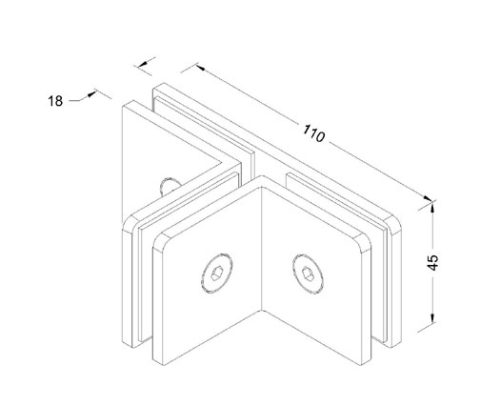 Sheet Metal Glass Connector SS304/SS316 DF SMGC 117