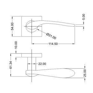 Mortice Handle SS304 DF RH 17