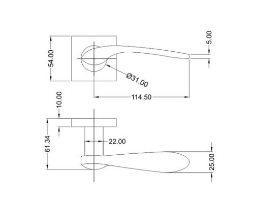 Mortice Handle SS304 DF RH 17