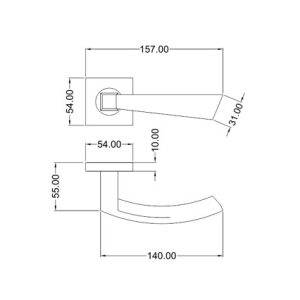 Mortice Handle SS304 DF RH 22