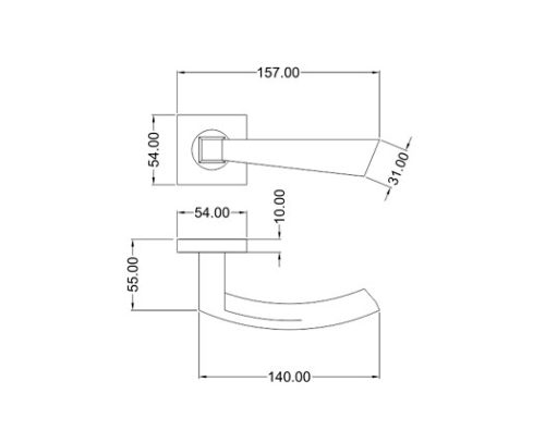 Mortice Handle SS304 DF RH 22