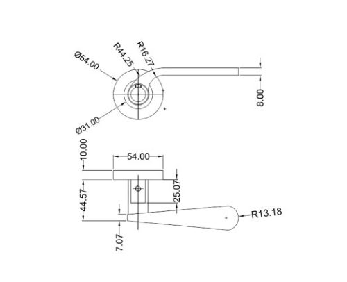 Mortice Handle SS304 DF RH 19