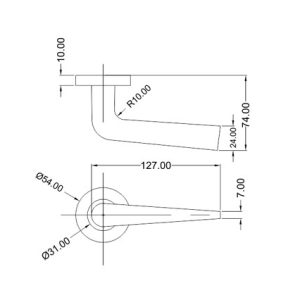 Mortice Handle SS304 DF RH 23