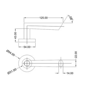 Mortice Handle SS304 DF RH 15