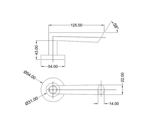 Mortice Handle SS304 DF RH 15