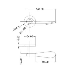 Mortice Handle SS304 DF RH 17